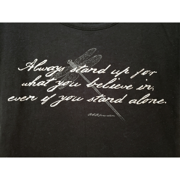 BCBG black "tissue" T-shirt 👕 with silver message - Picture 3 of 4